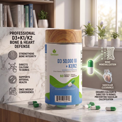 OEM ODM Vitamin D3 50000 IU + K1 K2 Capsules | Weekly High Potency Bone Heart Vascular Health Support Adult Vegetarian Health